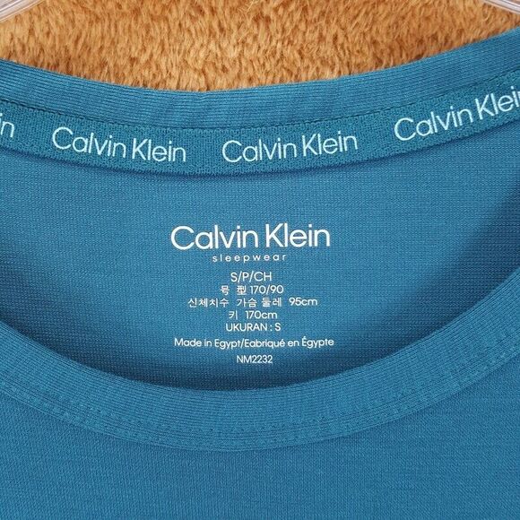 CALVIN KLEIN Sleepwear Mens Small Blue Pullover Crew Short Sleeve Tee Ultra Soft - Picture 2 of 6